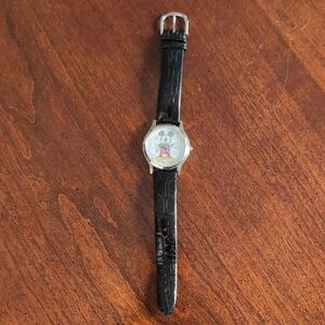 Vintage Linited Edition Mickey Mouse Watch w/black leather strap.